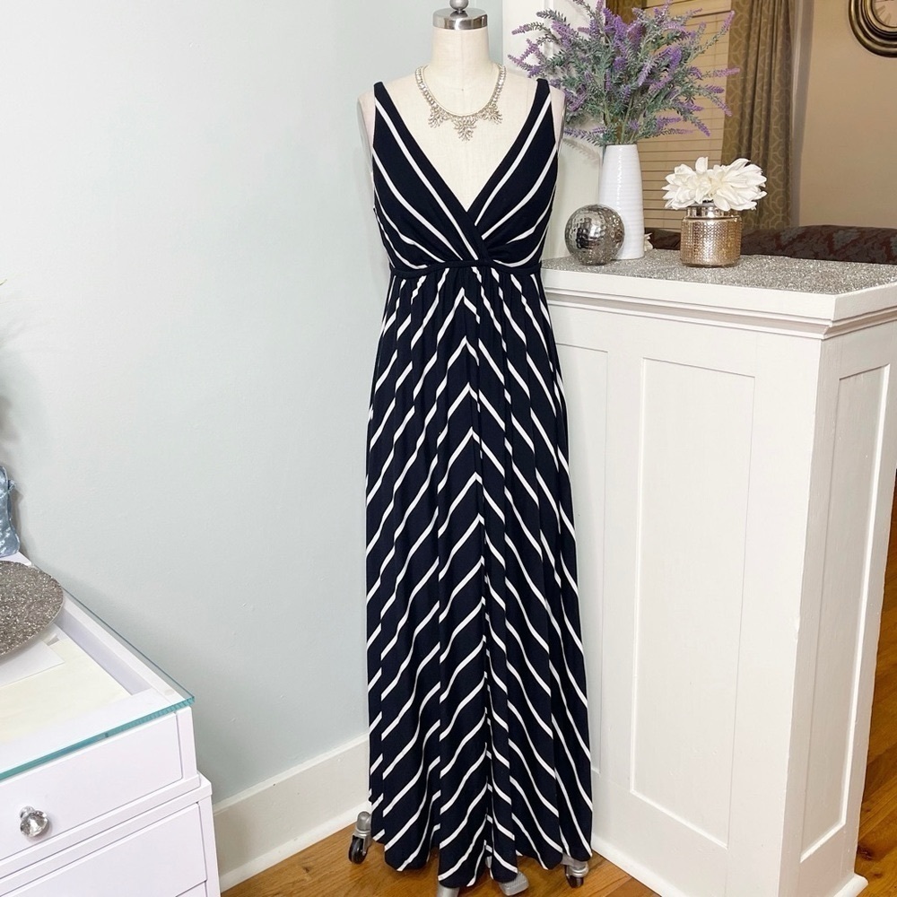 Soma Striped Maxi Dress Black & White Sundress Size Small - Picture 2 of 9